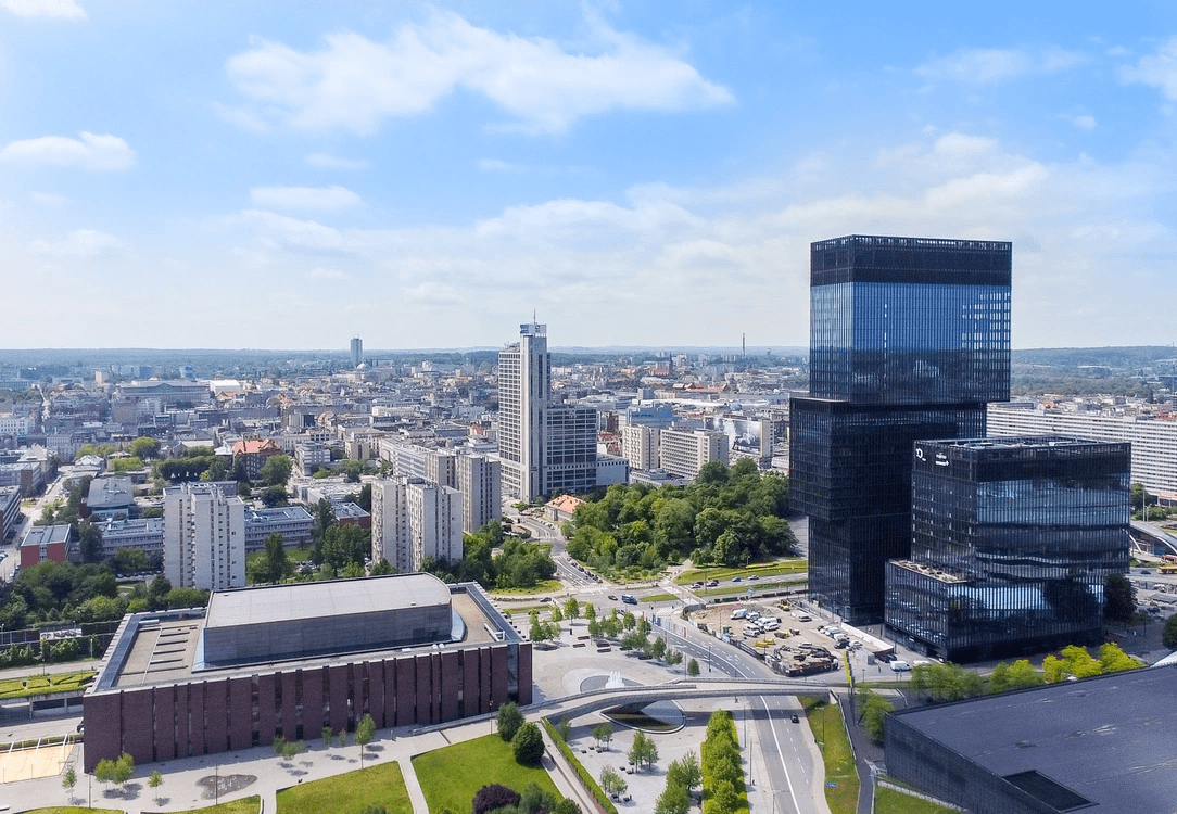 Panorama Katowic z lotu ptaka